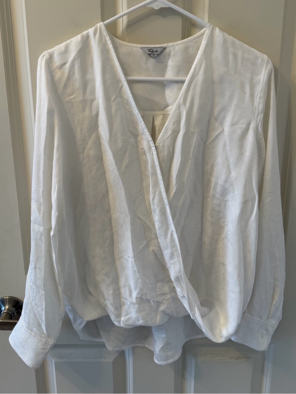 Rails Hillary Faux Wrap Top in Ivory Snake Print, Size Small
